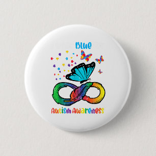 Blaues Unendlichkeits-Schmetterlings-Design für Fr Button