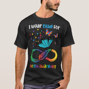 Blaues Unendlichkeitsschmetterling-Frauen für Auti T-Shirt