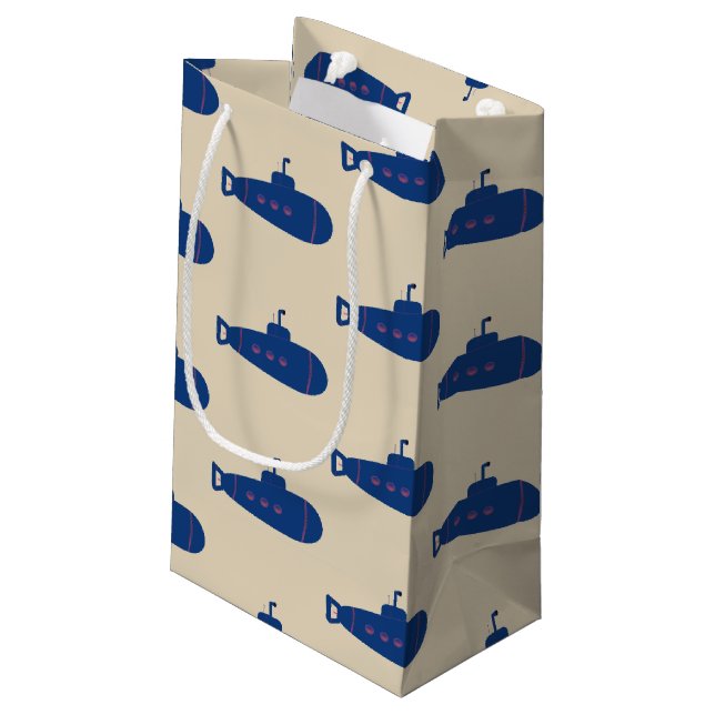 Blaues Unterseeboot Kleine Geschenktüte (Rückseite Schrägansicht)