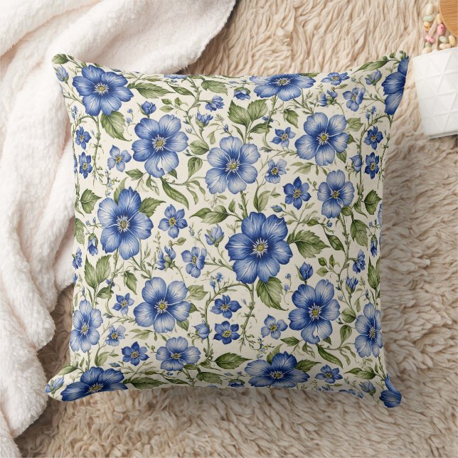 Blaues Vergessen-Me-Nots-Blumenkohl-Fleece Kissen (Decke)