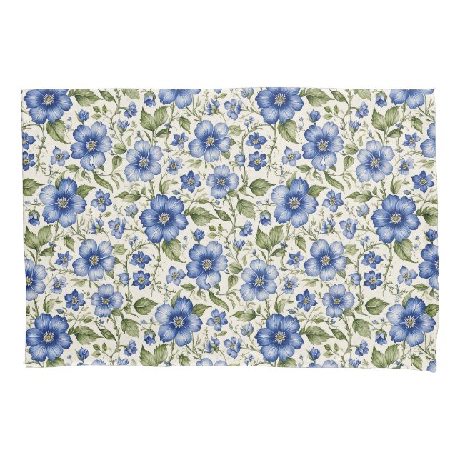 Blaues Vergessen-Me-Nots-Blumenkohl-Fleece Kissenbezug (Vorderseite)