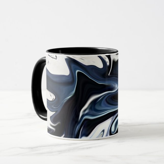 Blaues verschwommenes Muster Tasse (Vorderseite Links)
