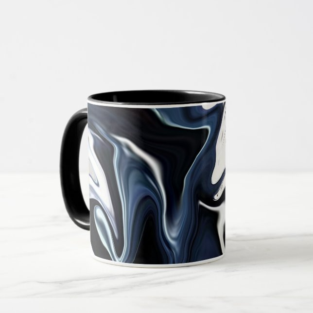 Blaues verschwommenes Muster Tasse (Vorderseite Links)