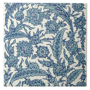 Blaues Verziertes florales arabisches Muster Fliese