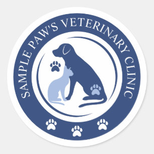 Blaues Veterinär Tierklinik Benutzerdefiniertes Lo Runder Aufkleber