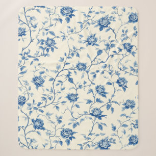 Blaues Vintage-Blumen-Toile-Muster (3) Sherpadecke