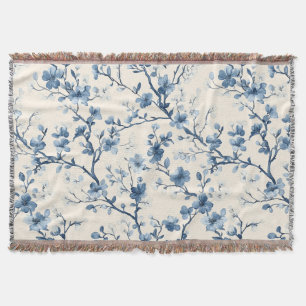 Blaues Vintage-Blumen-Toile-Muster (4) Decke