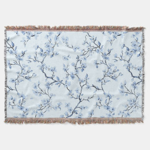 Blaues Vintage-Blumen-Toile-Muster (9) Decke