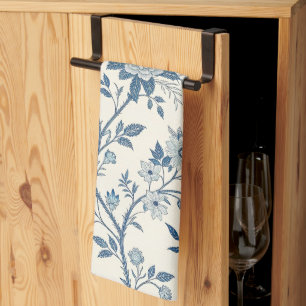 Blaues Vintage-Blumenmuster Geschirrtuch