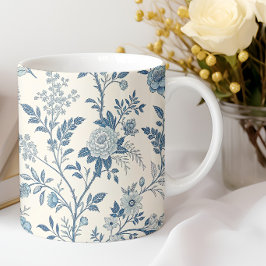 Blaues Vintage-Blumenmuster Kaffeetasse