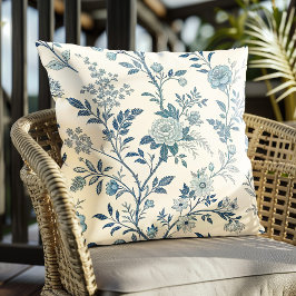 Blaues Vintage-Blumenmuster Kissen
