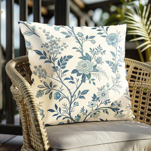 Blaues Vintage-Blumenmuster Kissen