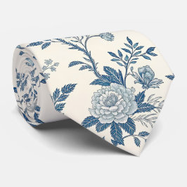 Blaues Vintage-Blumenmuster Krawatte