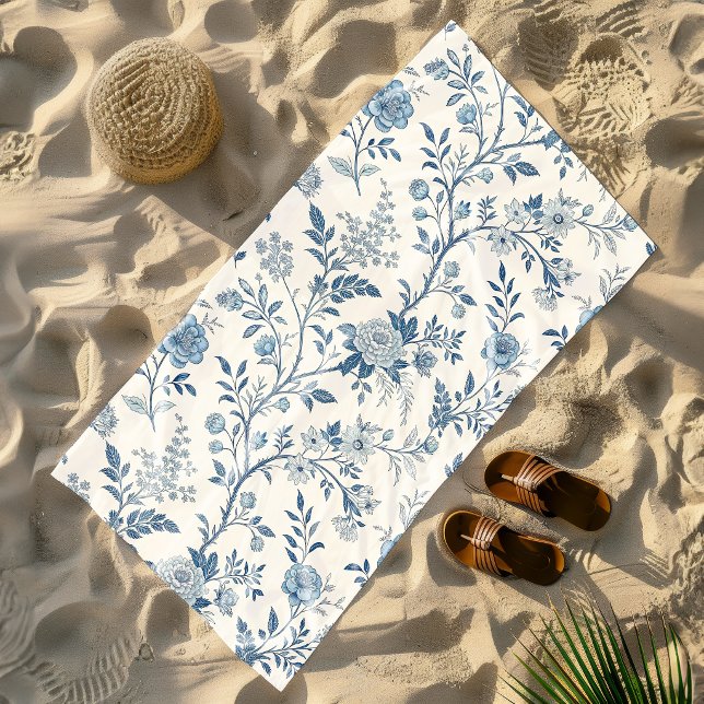 Blaues Vintage-Blumenmuster Strandtuch (Von Creator hochgeladen)