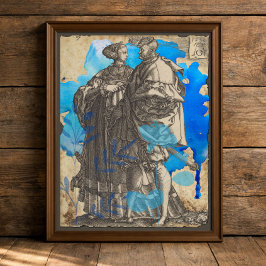 Blaues Vintage-Mittelalter-Paar-Decoupage-Tissue-P Seidenpapier
