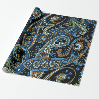 Blaues Vintage-Paisleymuster Geschenkpapier