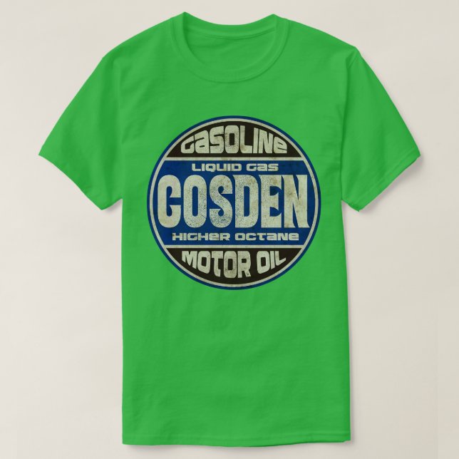 Blaues Vintages Benzinöl T-Shirt (Design vorne)