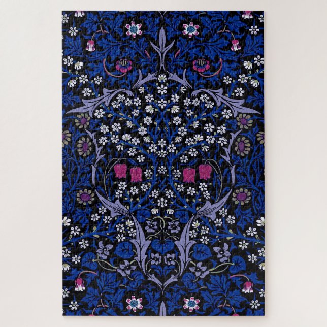 Blaues Vintages Blumenmuster, William Morris (Vertikal)