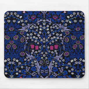 Blaues Vintages Blumenmuster, William Morris Mousepad