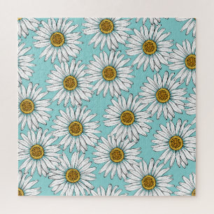 Blaues Vintages Daisy-Muster
