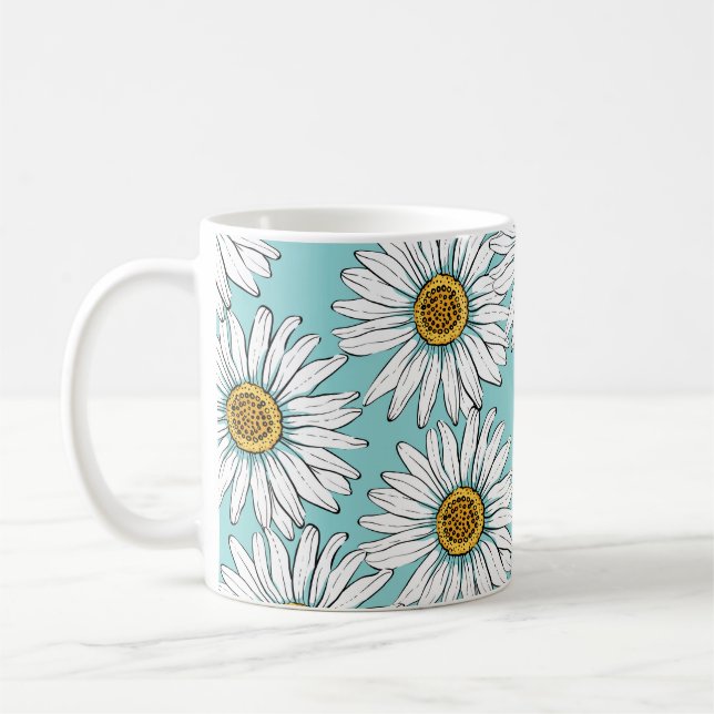 Blaues Vintages Daisy-Muster Kaffeetasse (Links)