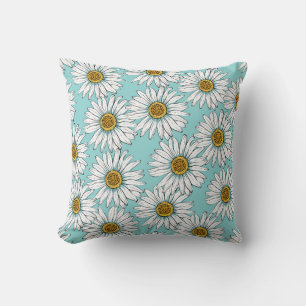 Blaues Vintages Daisy-Muster Kissen