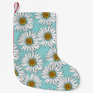 Blaues Vintages Daisy-Muster Kleiner Weihnachtsstrumpf