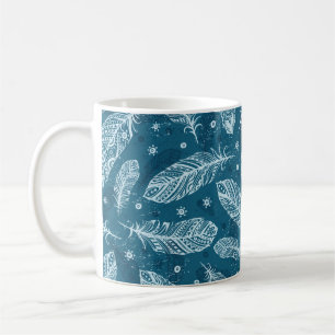 Blaues Vintages Federmuster Kaffeetasse