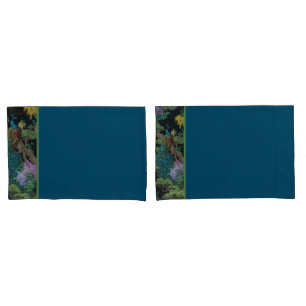 Blaues Vintages Tapetenmuster Kissenbezug