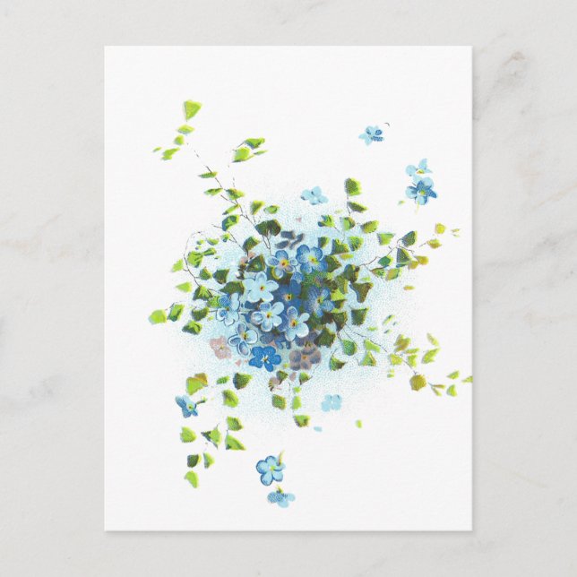 Blaues Vintages Vergessen-Me-Nots Postkarte (Vorderseite)