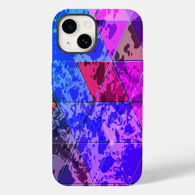 Blaues Violett Farbvolle Grunge-Textur Case-Mate iPhone 14 Hülle (Rückseite)