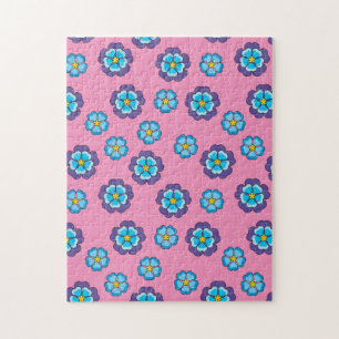 Blaues Violett Rosa Blumenmuster