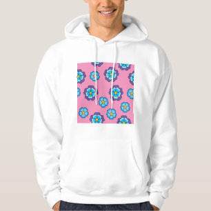 Blaues Violett Rosa Blumenmuster Hoodie