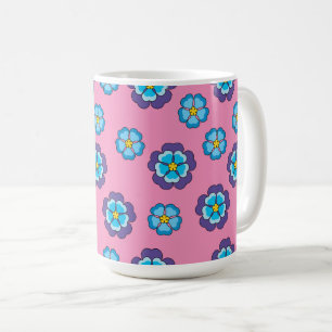 Blaues Violett Rosa Blumenmuster Kaffeetasse