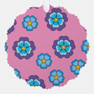Blaues Violett Rosa Blumenmuster Ornament Karte