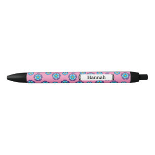 Blaues Violett Rosa Blumenmuster   Personalisieren Kugelschreiber