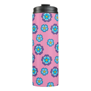 Blaues Violett Rosa Blumenmuster Thermosbecher