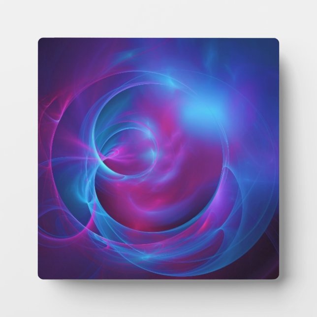 Blaues Violett und rosa Wirbles kosmisches Fraktal Fotoplatte (Vorderseite)