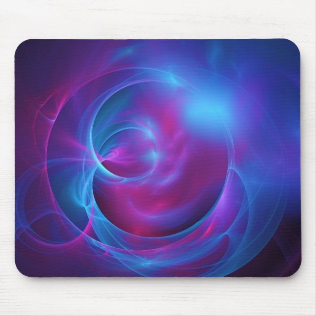 Blaues Violett und rosa Wirbles kosmisches Fraktal Mousepad (Vorne)