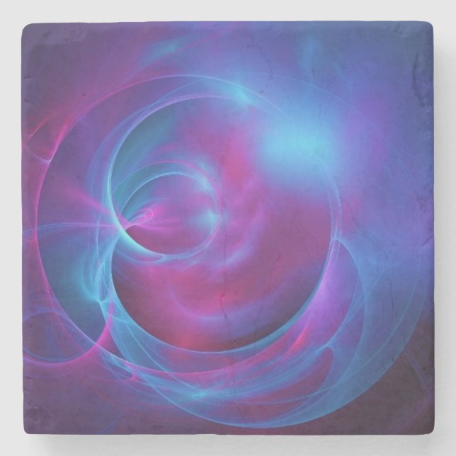 Blaues Violett und rosa Wirbles kosmisches Fraktal Steinuntersetzer (Vorderseite)