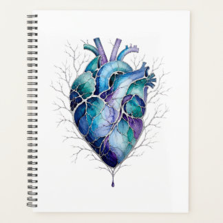 Blaues & violettes anatomisches Herz Planer