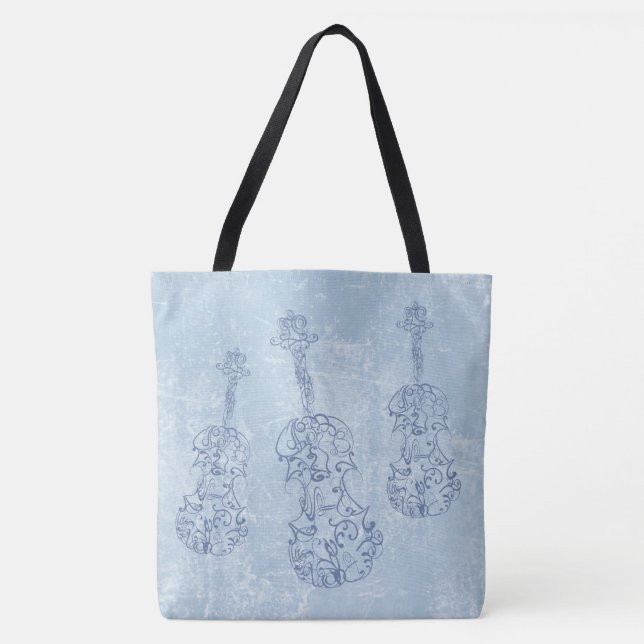 Blaues Violinen-Strichzeichnungs-Imitat-lederner Tasche (Vorderseite)