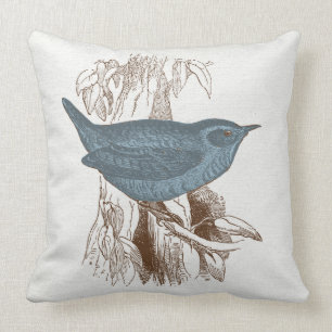 Blaues Vogel-Kissen Kissen