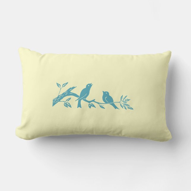 Blaues Vogel-Kissen Lendenkissen (Vorderseite)