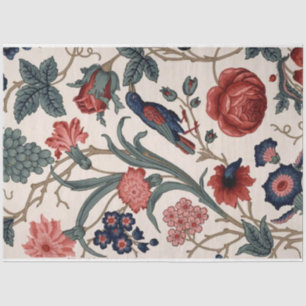 Blaues Vogel- und Blumendekutopapier Seidenpapier