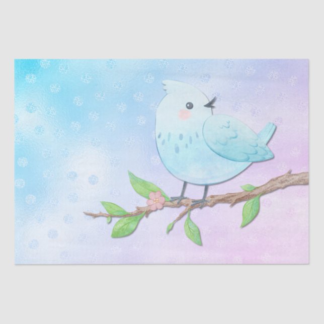 Blaues Vogelgewirr Seidenpapier (Vorderseite)