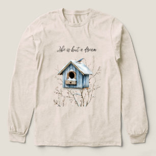 Blaues Vogelhaus Tri-Blend Shirt