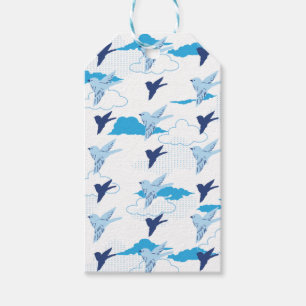 Blaues Vogelmuster Geschenkanhänger