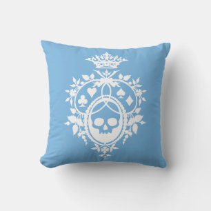 Blaues Wappen mit Schädel und Kardanzüge Kissen