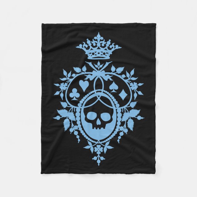Blaues Wappen mit Skull und Cardsuits Fleece Blank (Vorderseite)